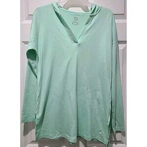 Isaac Mizrahi Live Essentials Pima Cotton Hooded Stretch T-Shirt Jade Green S